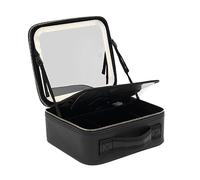 Borsa cosmetica da viaggio con specchio illuminato, borsa per il trucco professionale con luce a LED e divisorio, organizer per cosmetici, prodotti per la cura della pelle e accessori per il trucco