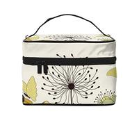 Borsa cosmetica da viaggio con stampa di farfalle volanti tra i fiori, Nero , Taglia unica