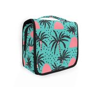 Borsa cosmetica da viaggio di capacità portatile di estate con il gancio d'attaccatura della palma verde con gli scomparti & la maniglia