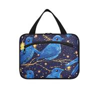 Borsa cosmetica da viaggio di grande capacità con gancio da appendere con uccellino blu carino, borsa cosmetica chic di design per viaggi must have vacanza cartera para maquillaje L