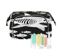 Borsa cosmetica da viaggio di grande capacità per amanti dello squalo marino a lisca di pesce essenziale borsa per il cambiamento essenziale per