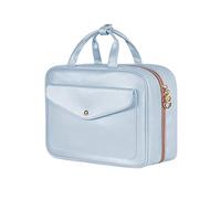 Borsa cosmetica da viaggio di grande capacità PU Leather Makeup Pouch Women Toiletry Bag Impermeabile Bagno Washbag Multifunzione Viaggio Trucco Borse per le donne, blu cielo