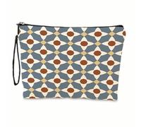 Borsa Cosmetica Da Viaggio Geometria Retro Pochette Trucchi Donna, Astuccio Portatile Con Cerniera, Portamonete Multifunzione