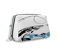 Borsa cosmetica da viaggio in pelle di grande capacità, per catturare pesci di luccio, borsa multifunzionale per il trucco da donna, nero bianco, M, Nero Bianco_6, Taglia unica, Beauty Case