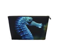 Borsa cosmetica da viaggio in pelle per piante bonsai, borsa da toilette, borsa impermeabile, Cavalluccio marino blu, Taglia unica