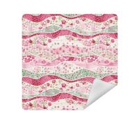 Borsa cosmetica da viaggio in tessuto autoadesivo da viaggio organizer da viaggio 13,8 x 13,8 involucro per articoli da toeletta, Patchwork a pois con fiori rossi, 21.7x21.7in