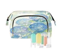 Borsa cosmetica da viaggio per le donne Acquerello Floreale Blu Ortensie Fiore Essentials Borsa cambio monete da donna per grande capacità