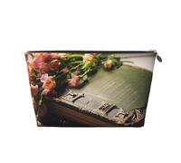Borsa cosmetica da viaggio per trucco da donna, grande, organizer per libri vecchi, borse da toilette con cerniera, Oro, Taglia unica, Astuccio per trucchi