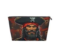 Borsa cosmetica da viaggio per trucco da donna, grande, per trucchi, capitano pirata, organizer per articoli da toeletta con cerniera, Argento, Taglia unica, Astuccio per trucchi