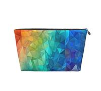 Borsa cosmetica da viaggio per trucco da donna grande trucco arcobaleno triangolo organizzatore borse da toilette con cerniera borsa, Argento, Taglia unica, Astuccio per trucchi