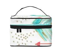 Borsa cosmetica da viaggio portatile con stampa di frecce corallo e foglia di tè, Nero , Taglia unica