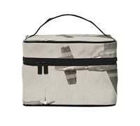 Borsa cosmetica da viaggio portatile stampata con aeroplano della Seconda Guerra Mondiale, Nero , Taglia unica