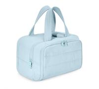 Borsa cosmetica da viaggio professionale, custodia impermeabile per trucco da donna, borsa organizer per cosmetici a 4 zone per viaggio/palestra, borsa da toilette con anti-polvere, Blu