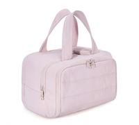 Borsa cosmetica da viaggio professionale, custodia impermeabile per trucco da donna, borsa organizer per cosmetici a 4 zone per viaggio/palestra, borsa da toilette con anti-polvere, rosa
