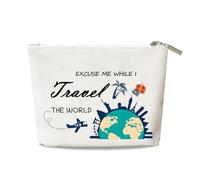 Borsa cosmetica da viaggio Regali per gli amanti dei viaggi Borsa per il trucco per le donne Regali per i viaggiatori, bianco, taglia unica