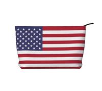 Borsa cosmetica del velluto a coste di grande capacità del modello della bandiera americana, borsa impermeabile alla moda di stoccaggio degli articoli, Nero , Taglia unica