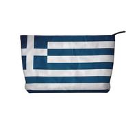 Borsa cosmetica del velluto a coste di grande capacità del modello della bandiera greca, borsa impermeabile alla moda di stoccaggio degli articoli da, Nero , Taglia unica