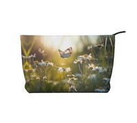 Borsa cosmetica del velluto a coste di grande capacità del modello della farfalla della margherita, borsa impermeabile alla moda di stoccaggio degli, Nero , Taglia unica