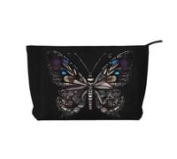 Borsa cosmetica del velluto a coste di grande capacità del modello della farfalla di scienza, borsa impermeabile alla moda di stoccaggio degli articoli, Nero , Taglia unica