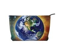 Borsa cosmetica del velluto a coste di grande capacità del modello della terra cosmica, borsa impermeabile alla moda di stoccaggio degli articoli, Nero , Taglia unica