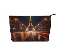 Borsa cosmetica del velluto a coste di grande capacità del modello della torre Eiffel, borsa impermeabile alla moda di stoccaggio degli articoli, Nero , Taglia unica