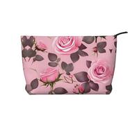 Borsa cosmetica del velluto a coste di grande capacità del modello delle rose graziose rosa, borsa impermeabile alla moda di stoccaggio degli articoli, Nero , Taglia unica