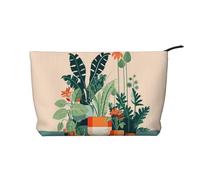 Borsa cosmetica del velluto a coste di grande capacità del modello verde della piccola pianta del fumetto, borsa impermeabile alla moda di stoccaggio degli articoli, Nero , Taglia unica