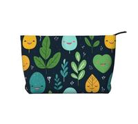Borsa cosmetica del velluto a coste stampata modello della foglia, borsa impermeabile di stoccaggio degli articoli da toeletta di viaggio, Nero , Taglia unica