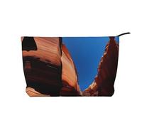 Borsa cosmetica del velluto a coste stampata paesaggio della gola, borsa impermeabile di stoccaggio degli articoli da toeletta di viaggio di grande capacità, Nero , Taglia unica