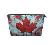Borsa cosmetica di cuoio portatile di viaggio dell'albero della primavera di quattro stagioni, borsa da toilette, borsa impermeabile di stoccaggio, Bandiera del Canada., Taglia unica