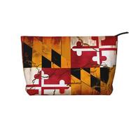Borsa cosmetica di velluto a coste di grande capacità del modello della bandiera del Maryland di legno dell'annata, borsa impermeabile alla moda di stoccaggio degli, Nero , Taglia unica