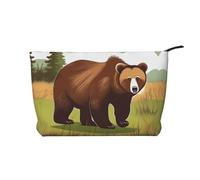 Borsa cosmetica di velluto a coste di grande capacità del modello dell'orso marrone, borsa impermeabile alla moda di stoccaggio degli articoli da to, Nero , Taglia unica
