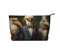Borsa cosmetica di velluto a coste di grande capacità del modello di antropomorfismi della testa di uccello multipla, borsa impermeabile alla moda di stoccaggio degli articoli da toel, Nero , Taglia