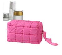 Borsa cosmetica e toilette - grande borsa monocolore - borsa per cosmetici e articoli da toilette cucita, per rossetto balsamo per ombretti correttore accademico campeggio incontri, Rosa caldo