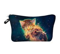 Borsa cosmetica europea e americana stampata in 3D con gatto borsa a mano borsa da donna borsa da bagno in tela borse e borse per le donne, F, Taglia unica