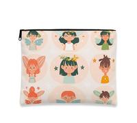 Borsa cosmetica fantasiosa a forma di fata, graziosa pochette per il trucco da donna con personaggio dei cartoni animati, organizer portatile in tela con cerniera, perfetta per viaggi e primavera, 7x