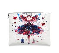 Borsa cosmetica fantasy, con ali di cuore, borsa da viaggio per trucco magica, borsa da viaggio per donne, organizer portatile in tela con cerniera, regalo per San Valentino, Multicolore, 7x9 Inch