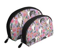 Borsa cosmetica floreale a forma di cane pastore australiano, pochette da viaggio per donne e ragazze