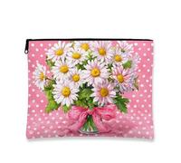 Borsa cosmetica floreale con margherita, pochette da toilette da donna, organizer portatile per trucchi con cerniera, borsa regalo per la cura della pelle per festival di primavera, accessorio da