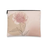 Borsa cosmetica floreale con peonia, morbida pesca, vintage, da viaggio, per trucchi da donna, piccola borsa portatile in tela con cerniera, custodia per articoli da toeletta per la cura della pelle