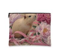 Borsa cosmetica floreale, design peonia, borsa da viaggio in stile vintage per donne, piccola borsa portatile in tela con cerniera, borsa per il trucco per la cura della pelle regalo di primavera