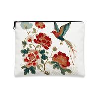 Borsa cosmetica floreale, elegante borsa da viaggio per trucco in stile vintage, per donne, piccola borsa portatile in tela con cerniera, perfetta per festival di primavera, organizer per la cura