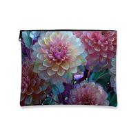 Borsa cosmetica floreale iridescente, fantasia con fiori pastello, piccola borsa da viaggio per trucco con cerniera per donne, organizer portatile per la cura della pelle, idea regalo, borsa da