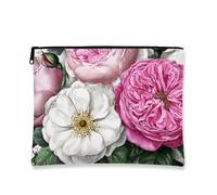 Borsa cosmetica floreale, organizer da viaggio da donna, con stampa floreale vintage botanica, piccola borsa portatile in tela con cerniera, perfetta per regali e cura della pelle in primavera, Pesca