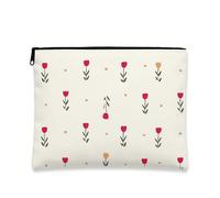 Borsa cosmetica floreale, pochette da viaggio vintage botanica con tulipani pesca per donne, piccola borsa portatile in tela con cerniera, borsa da toilette regalo di primavera per la cura della pelle