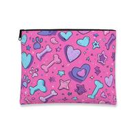 Borsa cosmetica giocosa a forma di cartone animato, con cuori e stelle, borsa da viaggio per donne, graziosa organizer con cerniera per la cura della pelle e articoli da toeletta, Pesca, 7x9 Inch
