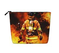 Borsa cosmetica gotica con rosa - organizer da viaggio a un unico strato, grande capacità, organizer quotidiano con cerniera, Fiamma del vigile del fuoco, Taglia unica