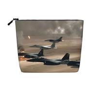 Borsa cosmetica gotica con rosa - organizer da viaggio a un unico strato, grande capacità, organizer quotidiano con cerniera, Aereo di guerra, Taglia unica