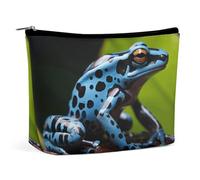 Borsa cosmetica grande da donna Dart Frog blu con cerniera