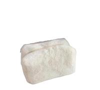 Borsa cosmetica grande in tinta unita con cerniera Borsa per trucco in pelliccia carina per le donne da viaggio Make Up Borsa da toilette Sacchetto di lavaggio Sacchetto della penna della peluche, 4,